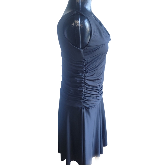 Nicole Benisti Black Sleeveless Draped Neckline Dress M - Picture 3 of 6